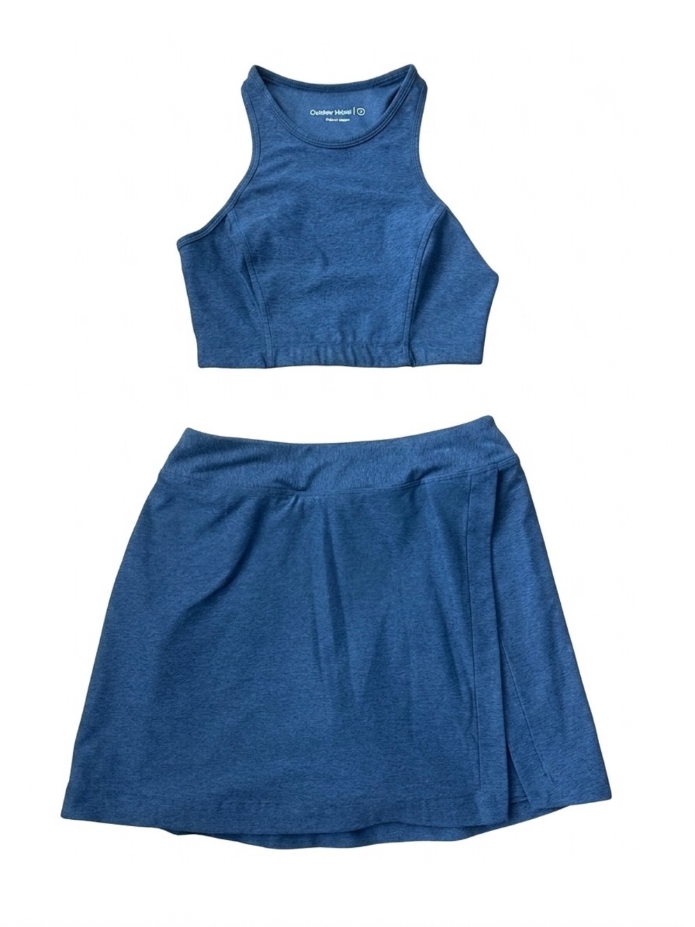 Outdoor Voices Heathered Navy Athena High Neck Cropped Tank and Skort Set Size S